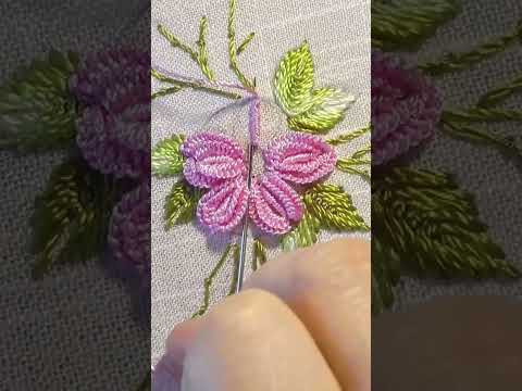 Pink Daisy Flower Dimensional Embroidery SHORT Pink Daisy Flower Dimensional Embroidery SHORT