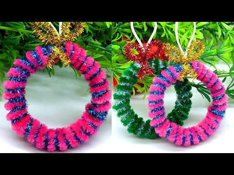 Beautiful Christmas Wreath - Christmas Wreath Making With Pipe Cleaner - Dollar Tree DIY