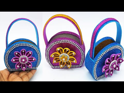 Easy Paper Purse | How to Make Glitter Foam Clutch Bag | School Hacks | DIY Paper Crafts