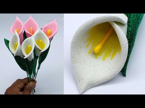 Easy Paper Tulip Flower - Flowers from foamiran DIY - How to Make Flowers From Glitter Foamiran