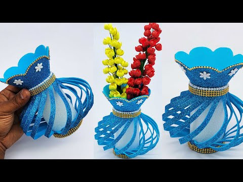 Easy Foam Flower Vase - How to Make A Flower Vase at Home - Simple Paper Craft - DIY Easy Foam Flower Vase - How to Make A Flower Vase at Home - Simple Paper Craft - DIY