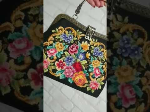 Сумочка с фермуаром. Вышивка по старинной схеме Сумочка с фермуаром. Вышивка по старинной схеме