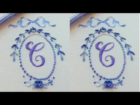 Hand Embroidery: Elegant Medallion with Letter | magic stitches Hand Embroidery: Elegant Medallion with Letter | magic stitches