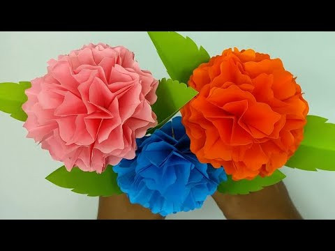Beautiful Flowers Making With Color Paper -DIY- Paper Flowers Making Easy - Home Decor - Paper Craft