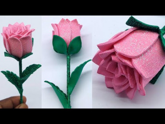 How To Make Paper Rose Easy | Beautiful Paper Rose Flower Making Ideas | Diy Foam Sheet Crafts