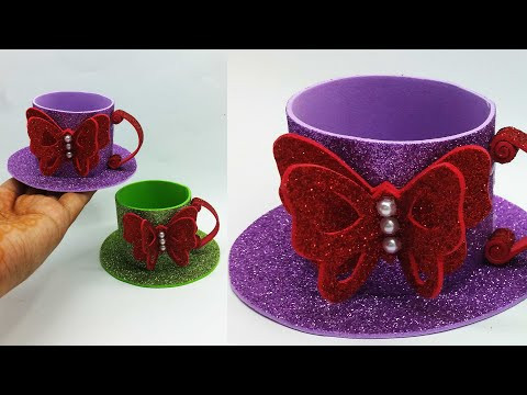 DIY Foam Paper Cup / Paper Crafts For School / Easy Origami Paper Cup / Foamiran Cup / DIY Crafts