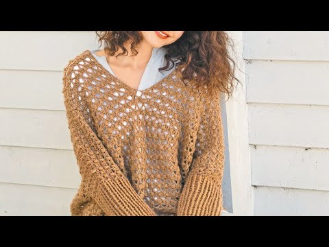 Crochet pattern for openwork volume pullover - Узор крючком для ажурного объемного пуловера Crochet pattern for openwork volume pullover - Узор крючком для ажурного объемного пуловера
