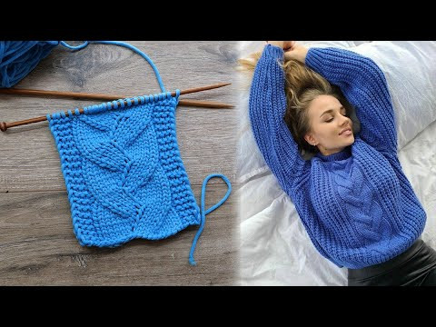 Плоская двойная коса спицами Плоская двойная коса спицами