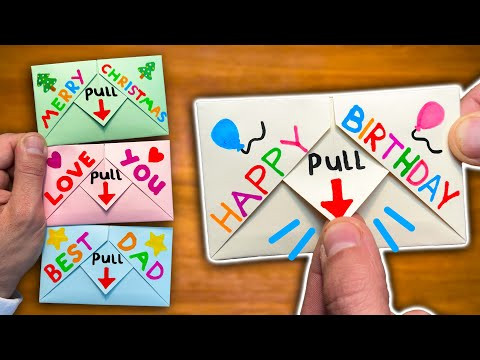 DIY - SURPRISE MESSAGE CARD For ANY OCCASION! | Pull-Tab Origami Envelope DIY - SURPRISE MESSAGE CARD For ANY OCCASION! | Pull-Tab Origami Envelope