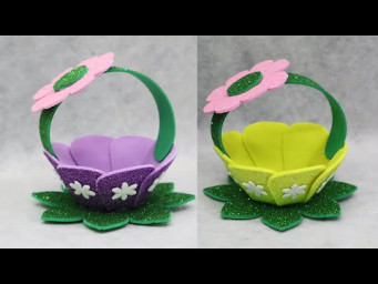 DIY Glitter Foam Basket Making For Decorations - Glitter Foam Sheet Craft Ideas