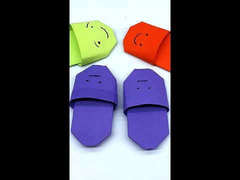 Easy Origami Paper Slippers Bunny | How to make paper shoes | DIY School Project #shorts