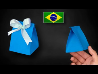 Como Fazer uma Sacolinha de Papel Sem Cola ou Tesoura &ndash; Origami Pr&aacute;tico para Presentes