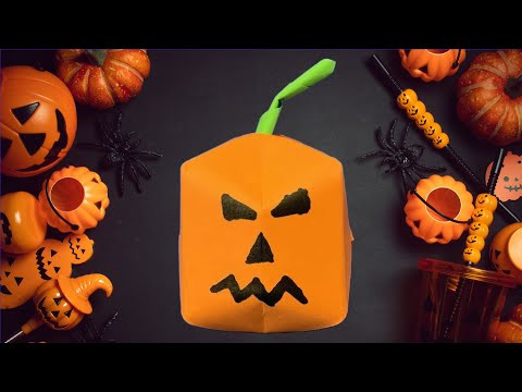 How to Make a Paper Pumpkin for Halloween | Pumpkin Origami Paper Crafts