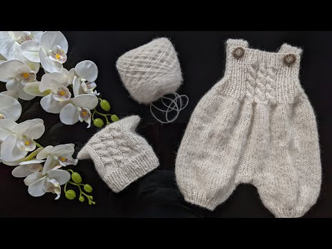 Шапочка и комбинезон.  Детский комплект. Часть 2. Процесс вязания.