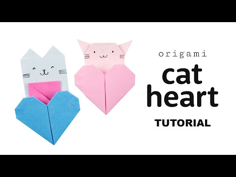 Origami Cat Heart Tutorial - Collab with Origami Tree - Paper Kawaii