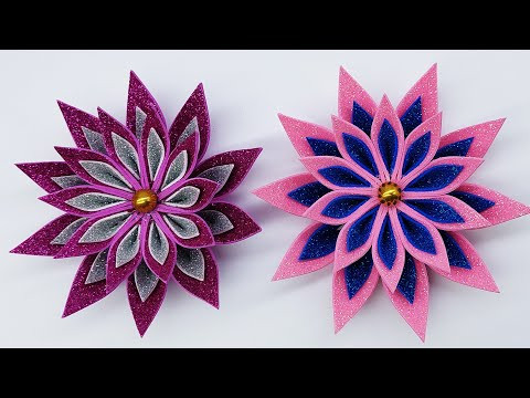 Wall Decoration Ideas With Glitter Flower - Festival Decor - DIY Home Decor