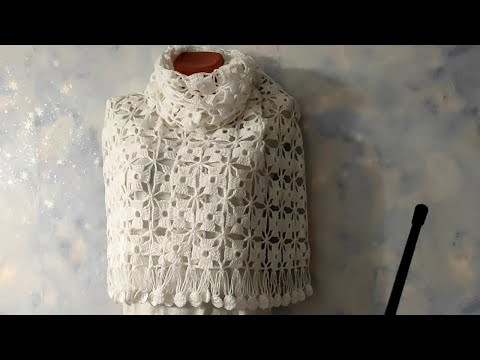 Шарф из мотивов крючком. Безотрывное вязание мотивов для начинающих. Шарф из мотивов крючком. Безотрывное вязание мотивов для начинающих.