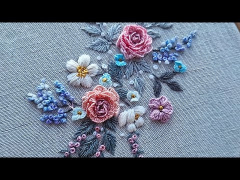 Purple flower woven from thread - Embroidery Cute Flower Purple flower woven from thread - Embroidery Cute Flower