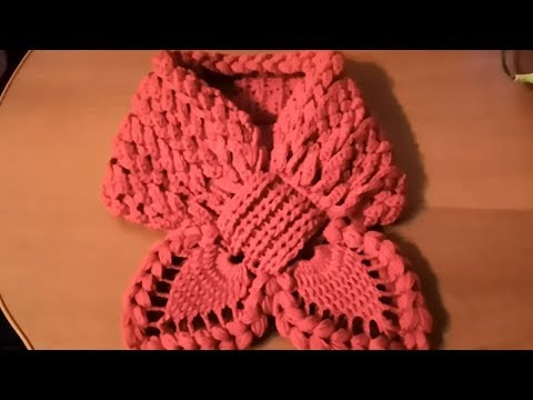 Шарф с переплетенными полосками крючком. Шарф с переплетенными полосками крючком.