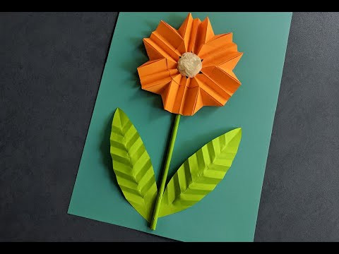 Красивый цветок оригами из бумаги. Открытка своими руками. Paper flowers Красивый цветок оригами из бумаги. Открытка своими руками. Paper flowers