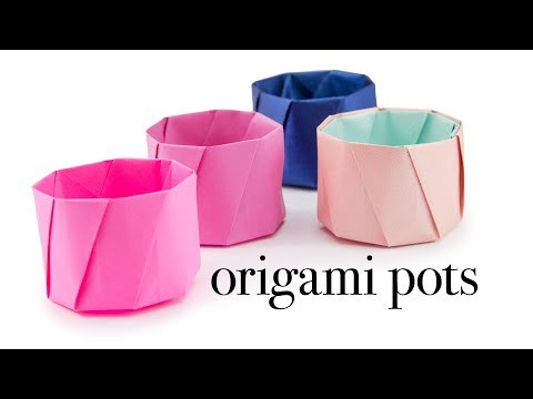 Round Origami Pot Tutorial - Cup / Vase - Paper Kawaii