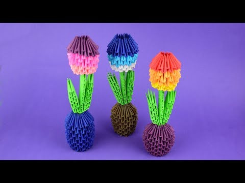 How to make a paper flower in a pot. 3D origami tutorial DIY How to make a paper flower in a pot. 3D origami tutorial DIY