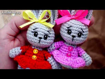 Амигуруми: схема Зайка брелок. Игрушки вязаные крючком - Free crochet patterns.