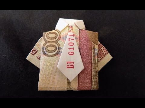 рубашка из купюры с галстуком оригами из денег рубашка из купюры с галстуком оригами из денег