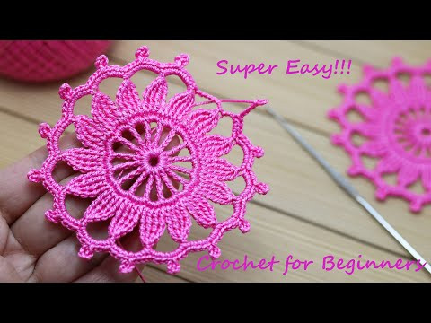 ОЧЕНЬ ПРОСТОЙ цветочный МОТИВ вязание крючком МК Beautiful Flower Crochet Tutorial for beginners ОЧЕНЬ ПРОСТОЙ цветочный МОТИВ вязание крючком МК Beautiful Flower Crochet Tutorial for beginners