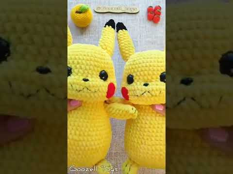 Вязаный Пикачу крючком по схеме и описанию @goozell_toys, Плюшевый Пикачу амигуруми МК