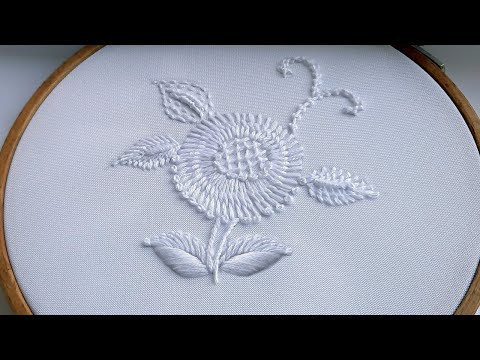Flower PEONY WHITE EMBROIDERY Montmellic Flower PEONY WHITE EMBROIDERY Montmellic