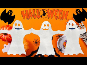Kirigami Ghost | How to Make a Paper Ghosts Garland Halloween | Halloween Decor Ideas