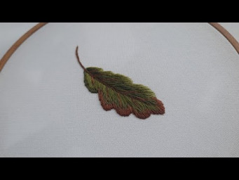 How to embroider an oak leaf - Autumn embroidery