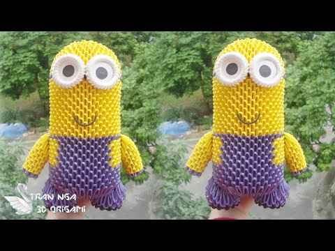 3d origami Kevin minion tutorial , home decor | c&oacute;mo hacer origami 3d Kevin minion