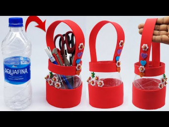 Realistic Mini Basket From Plastic Bottle - DIY Handmade Plastic Bottle Craft - Best Display Ideas