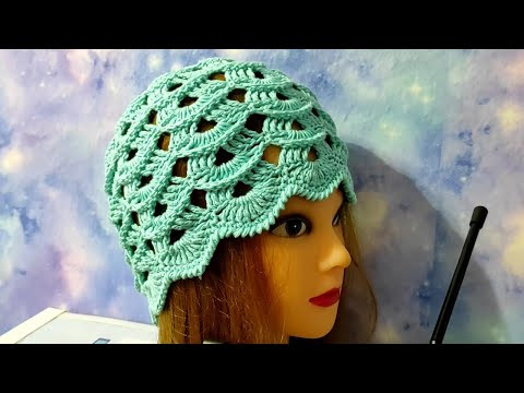 Шапочка рельефными столбиками крючком. Подробное видео для начинающих.