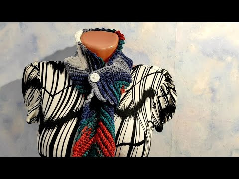 ШАРФИК С ПЕТЛЕЙ НА ПУГОВКЕ крючком. ШАРФ-ГАЛСТУК ДЛЯ НАЧИНАЮЩИХ. ШАРФИК С ПЕТЛЕЙ НА ПУГОВКЕ крючком. ШАРФ-ГАЛСТУК ДЛЯ НАЧИНАЮЩИХ.