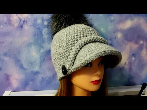 ЗИМНЯЯ ШАПКА-КЕПКА столбиками крестиком крючком. Кепка для начинающих. ЗИМНЯЯ ШАПКА-КЕПКА столбиками крестиком крючком. Кепка для начинающих.