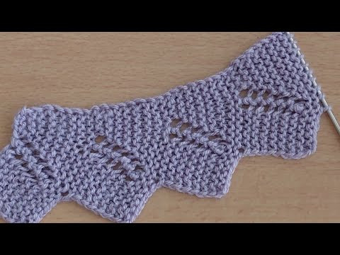 Простая ажурная кайма спицами .