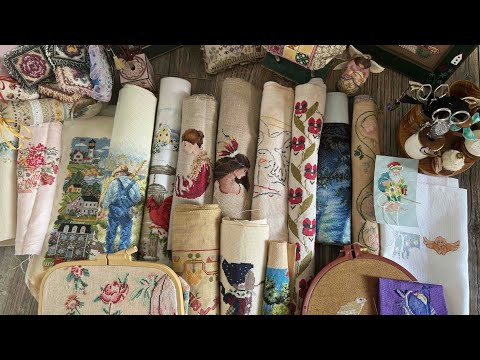 Все мои начатые вышивальные процессы. Вышивка крестом