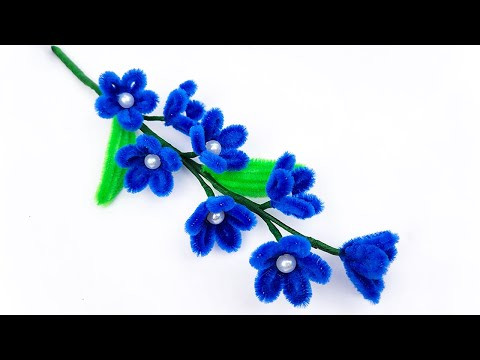 DIY Pipe Cleaner Flowers | Beautiful Blue Blooms with Pearls | Simple Craft Tutorial