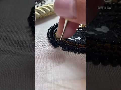 Tambour beadwork. Embroidery process Tambour beadwork. Embroidery process