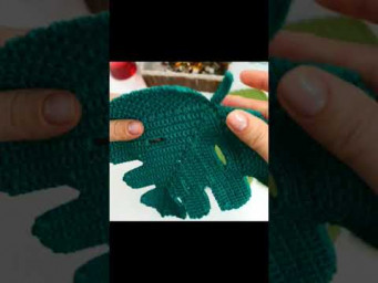 Monstera Leaf coaster#crochet #crochettutorial #crochetlove #crochetcoaster #monstera