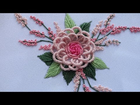Hand Embroidery Dimensional Embroidery Flower bullion stitch Rococo Hand Embroidery Dimensional Embroidery Flower bullion stitch Rococo
