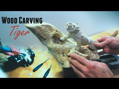 Wood carving - White Tiger Wood carving - White Tiger