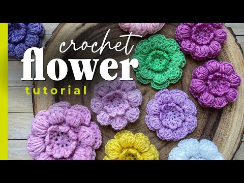 ЦВЕТОК зефир вязаный крючком БЫСТРО crochet FLOWER TUTORIAL