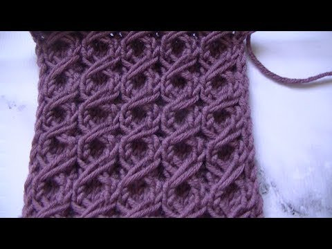 Вяжем узор спицами.Узор косички с вытянутыми петлями.