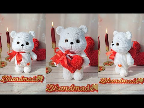 МК Мишка-Любовь ❤️ 4-Я (заключительная) ЧАСТЬ (сердечко-рюкзачок, цельное сердечко) #сердцекрючком