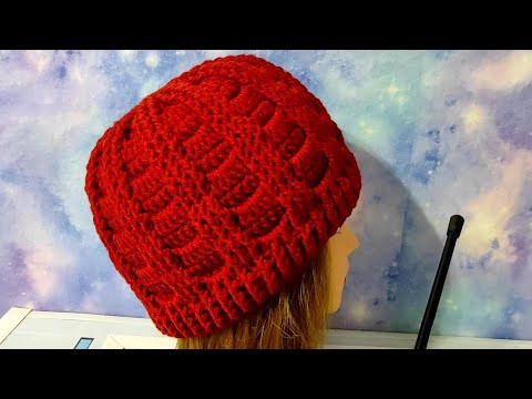 Шапочка крючком простым, но очень красивым узором. Видео для начинающих. Шапочка крючком простым, но очень красивым узором. Видео для начинающих.