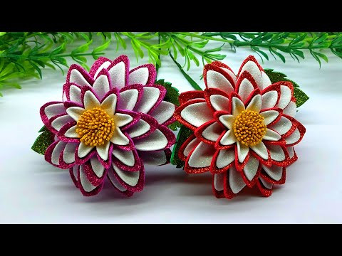 Glitter Paper Flower Making Easy - Decoration Ideas With Flowers at Home - Foam Sheet Flower Glitter Paper Flower Making Easy - Decoration Ideas With Flowers at Home - Foam Sheet Flower